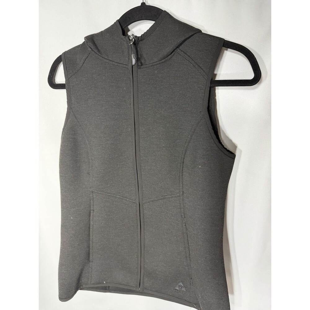 Gerry Womens Size S Hooded Vest Black Full Zip Softshell Scuba Jacket Sleeveless